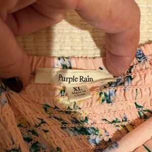 Bundle of 2 Purple Rain Floral Pink Smocked Blouse and white floral top